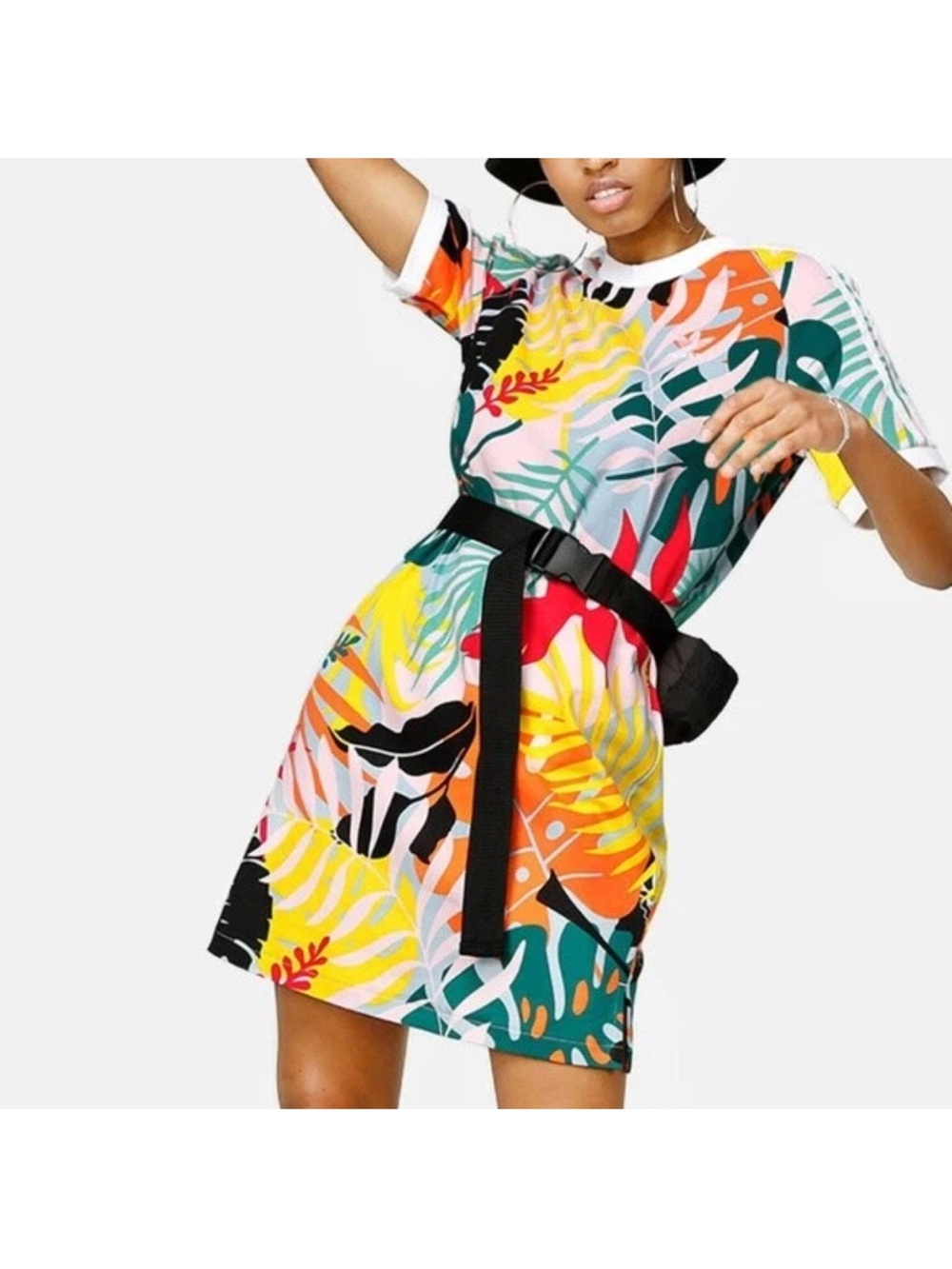 adidas x Farm Rio Tropical Leaf Print Tee Dress - Picture 2 of 7